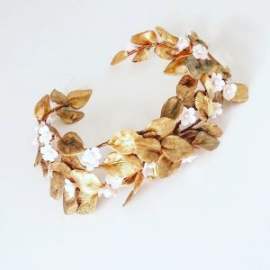 Media tiara dorado y marfil