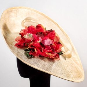 Pamela natural con flor de gasa y terciopelo