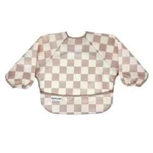 Babero con Mangas, Cuadros Beige - Tiny Twinkle